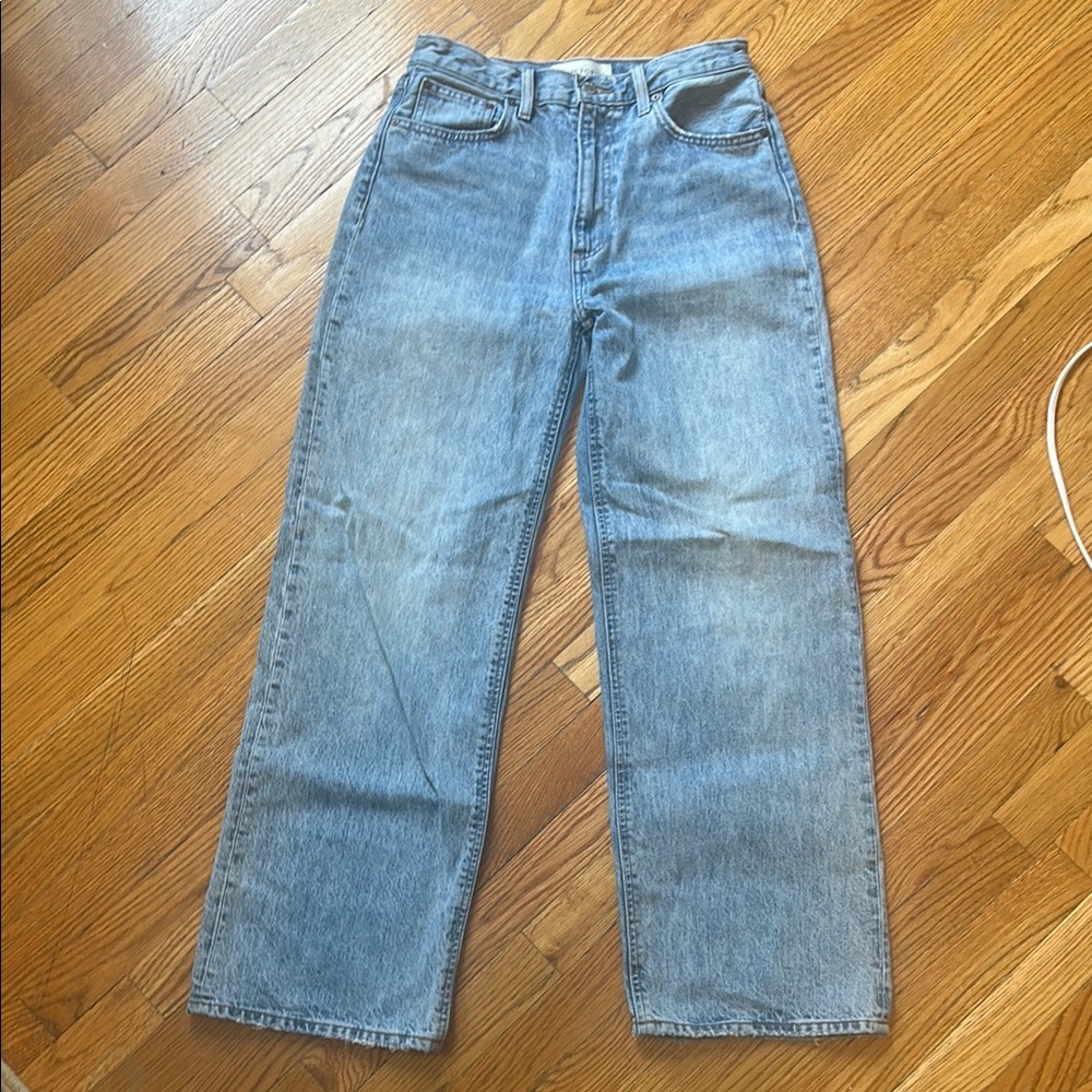 Denim Forum  The Farrah hi-rise wide leg Blue Denim Jeans